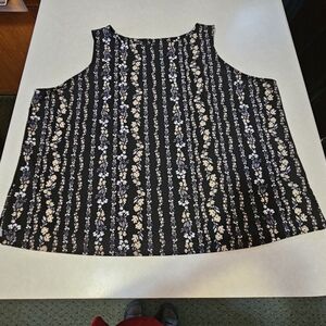 Isaac Mizrahi 4x Black Floral Tank Top